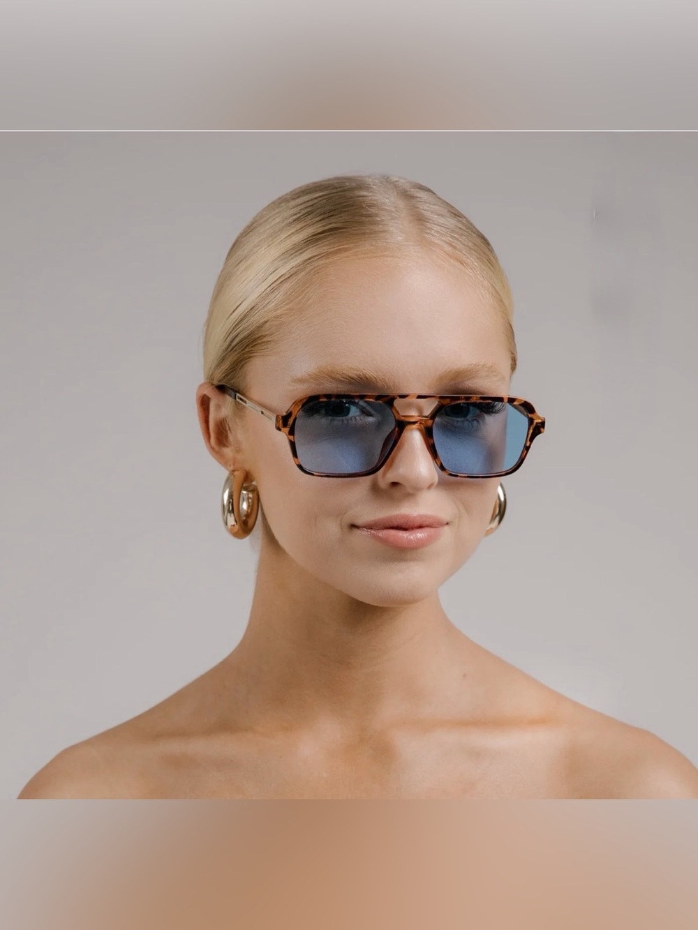 Carolina Lemke Tortoiseshell Square Sunglasses with Blue Lenses